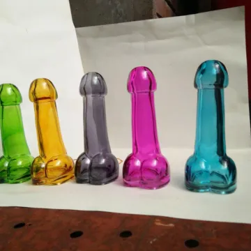 Wholesale creative 77ml penis shape glass bottle