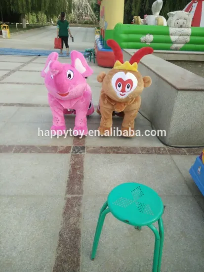 Plush coin operated monkey king animal scooter in mall & elephant animal kiddie car toy