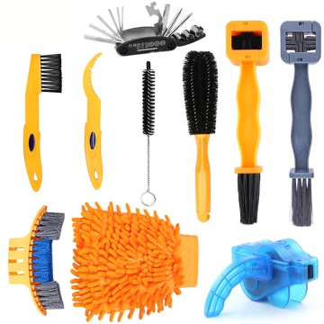 10 Pcs Bicycle Cleaning Kit: Brush Set & Chain Tools for MTB and Road Bikes