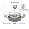 4 lames rétractables ventilateur de plafond cristal LED