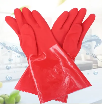 Waterproof Durable PVC Plus Velvet Dishwashing Gloves for Household Cleaning