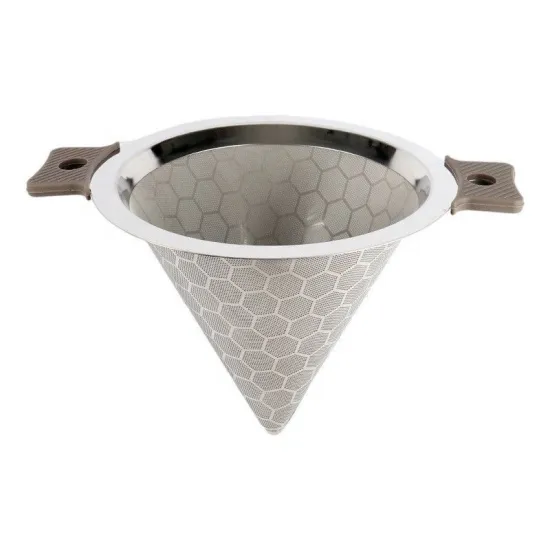 Stainless Steel Pour Over Cone Dripper for 3 Cups with Mesh Filter and Cup Stand