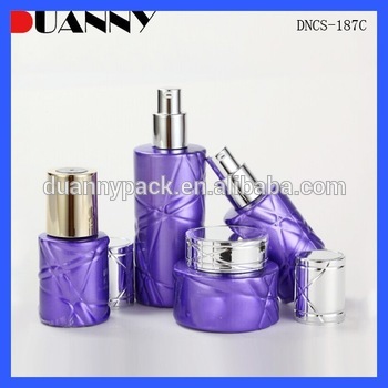 PURPLE COSMETIC PET SET,PLASTIC CONTAINER WITH SCREW LID