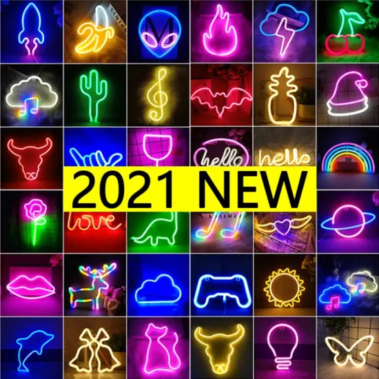 2021 New LED Neon Night Light Sign Wall Art Sign Night Lamp Xmas Birthday Gift Wedding Party Wall Hanging Neon Lamp Home Decor
