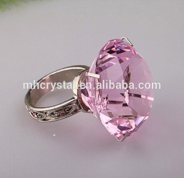 Pink glass diamond wedding napkin rings MH-00157B