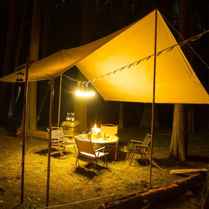 Outdoor Oversized TC Cotton Roof Tent Awning Rain Shed L-Shaped Canopy Side Wall Tent