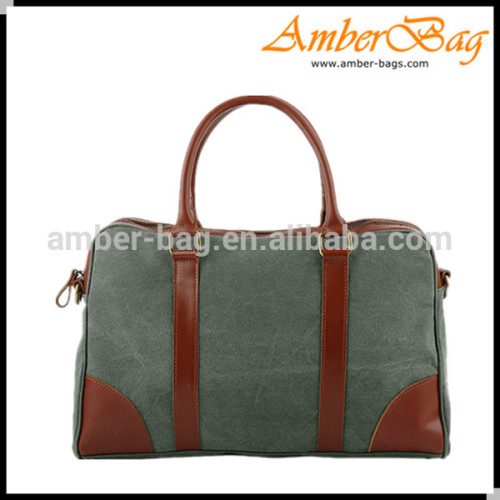 High Quality Men washed canvas messenger bag,laptop bag with genuine leather AB1605