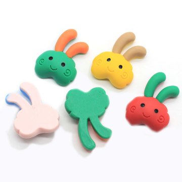 New Lovely Smile Rabbit Resin Flat Back Cabochon Kawaii Cartoon Animal Happy Bunny Flatback Craft For Scrapbooking Hair Bows DIY