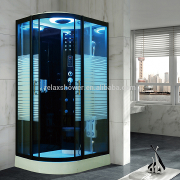 Hot sale black bathrooms the left side steam cheap shower cubicle