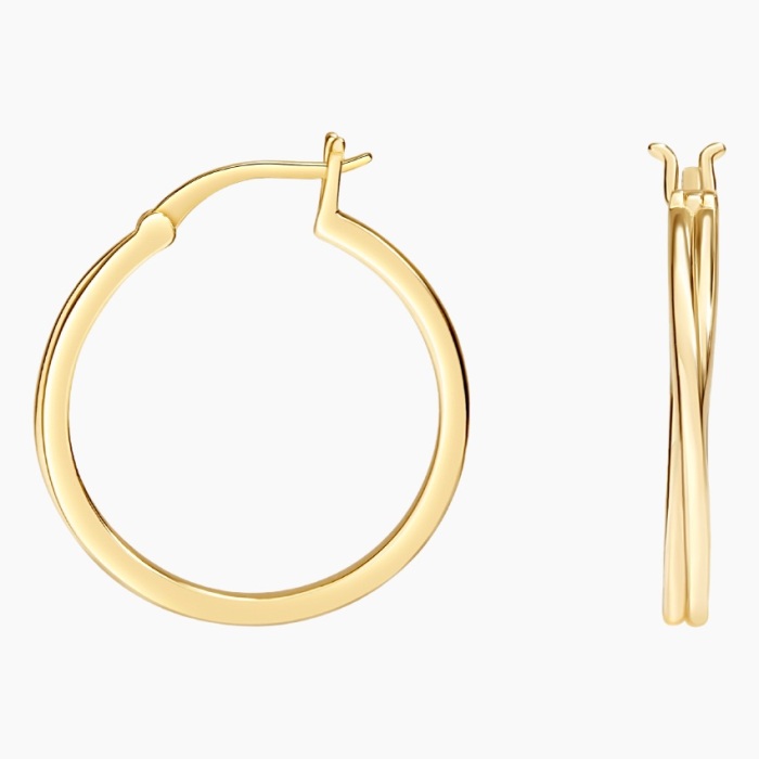 ต่างหูห่วงหัวใจทองคำ 14k สีเหลือง