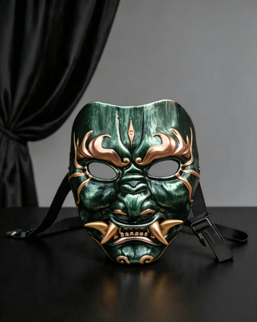 Metallic Gold Trim Samurai Oni Mask