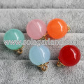 Pendentifs de perles rondes en acrylique de 19 mm et 24 mm avec boucle en or