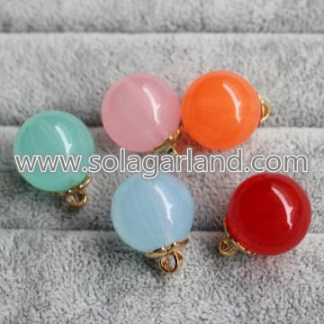 19MM&24MM Acrylic Round Beads Pendants With Gold Loop