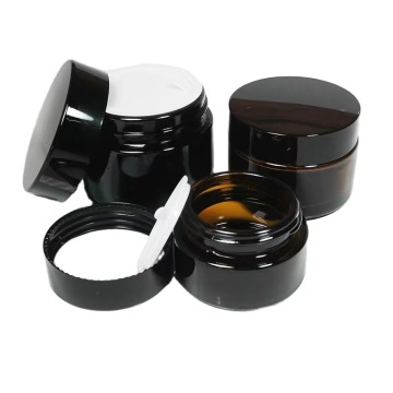Round Amber Glass Jars with Lids - 5g to 200g, 4oz to 16oz