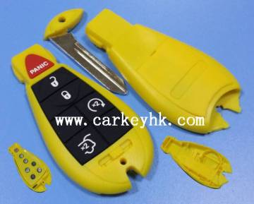 (yellow)Chrysler 4+1 button smart remote keyless case cover with smart key card blade