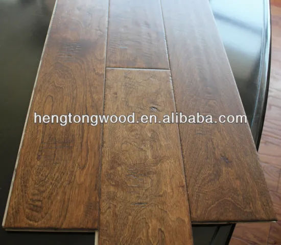 Hand scraped birch wood flooring, hand scratch wood flooring, UV lacquer engineered wood floor