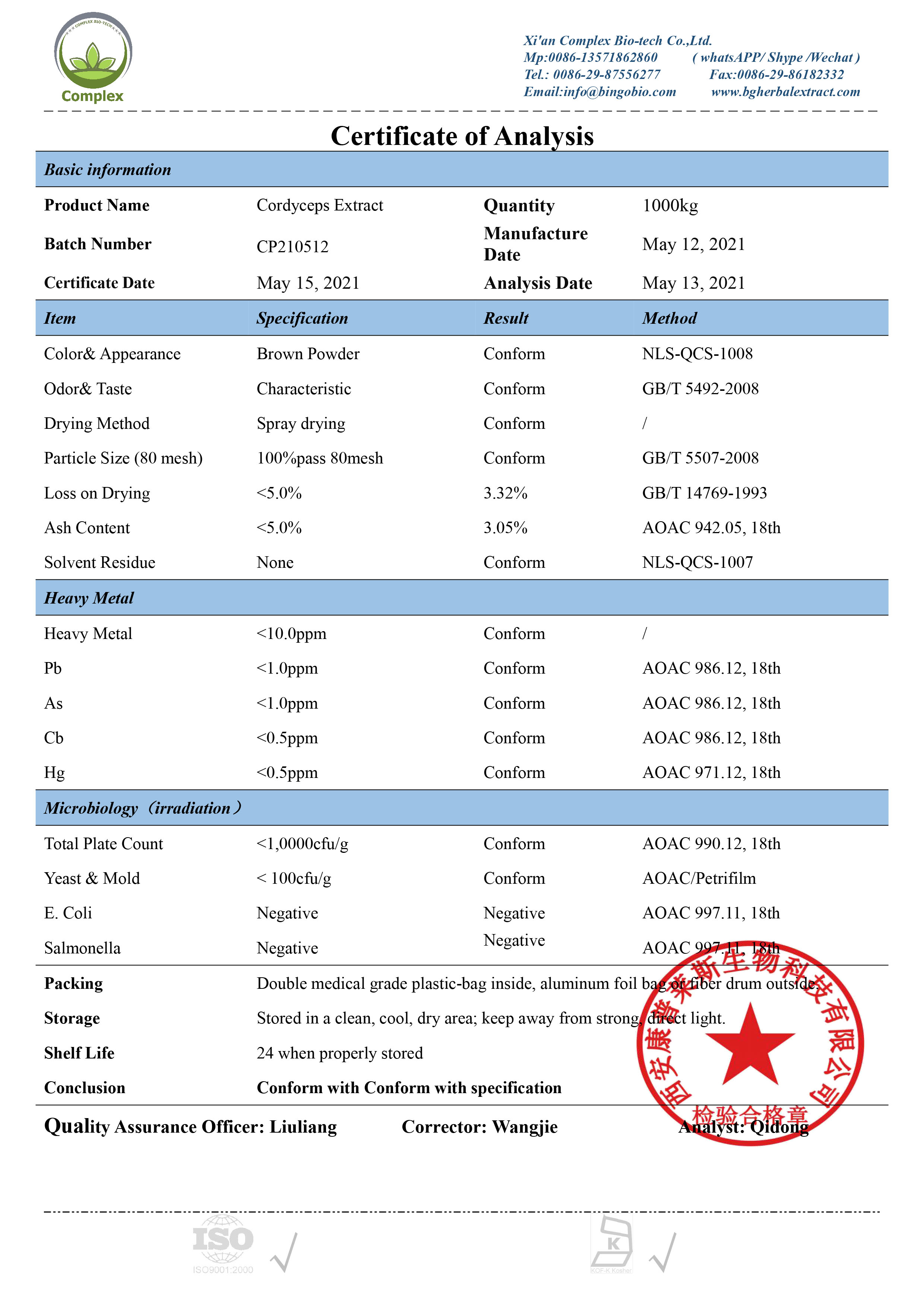 Cordyceps Extract-COA (1)