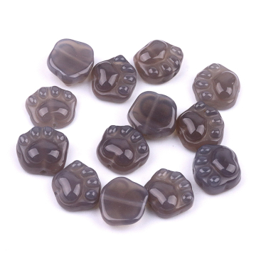 회색 마노 14x16mm 고양이 발과 발톱 구슬 보석을 만들기위한 드릴 사이드 홀