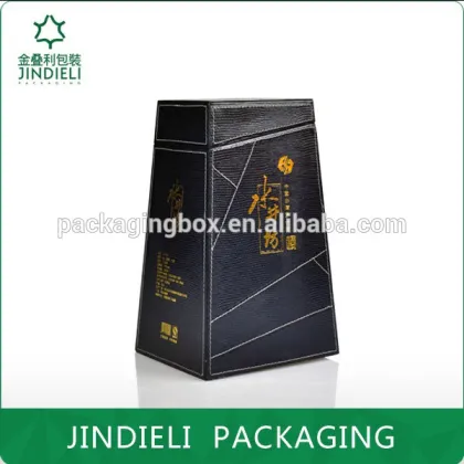 Black leather trapezoid white spirit packaging box