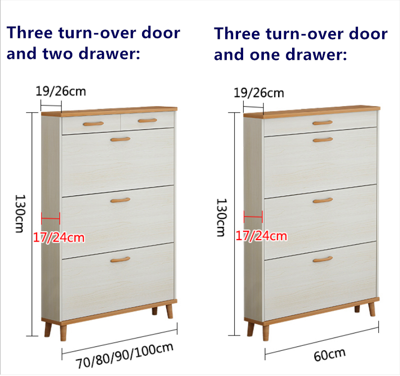 Door européenne d&#39;arbre et armoire à chaussures à deux tiroirs et tabouret de chaussures avec des pattes en bois massif