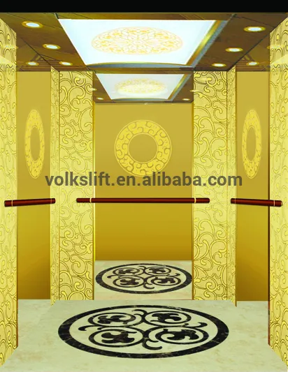 Volkslift Luxury Ti-plated Mirror Passenger Elevator Lift Sino-Germany Joint Venture