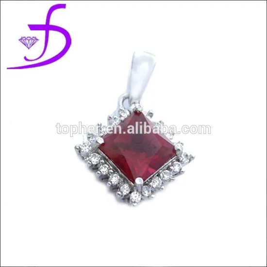 925 Sterling Silver Charm Jewlery Silver Ruby Gemstone Charm Pendant