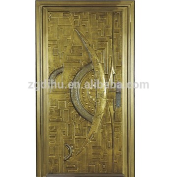 Cast aluminium entry exterior door with solid wood