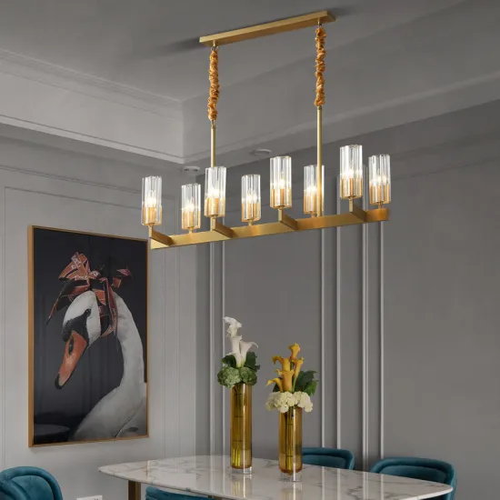 Luxury Post-Modern Gold Lustre Rectangular Chandelier