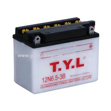 Conventional battery with 12V/9Ah, acid bottle attached