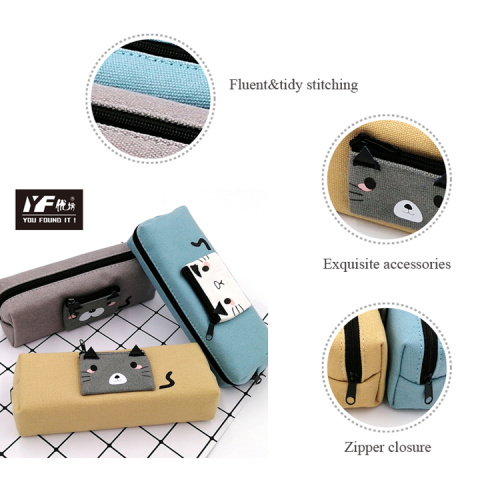 Pencil Case Pouch Custom fashionable cute cat canvas pencil case Manufactory