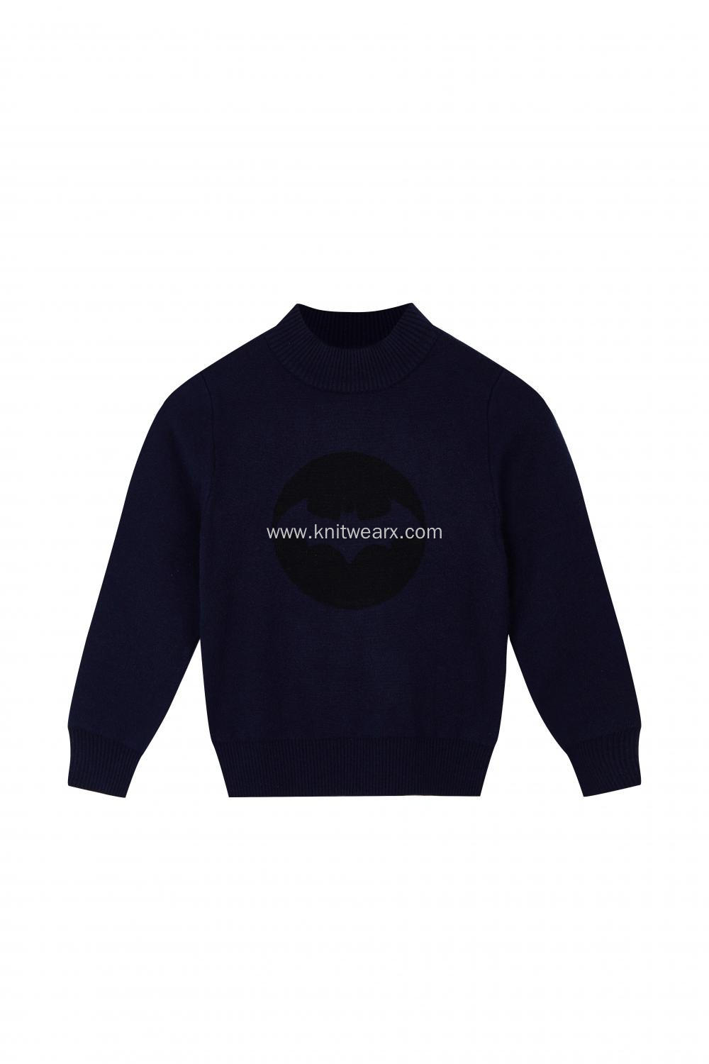 Boy's Knitted Jacquard Mock-Neck Pullover