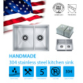 Kitchen Handmade SUS304 Double Bowl Undermount Sink