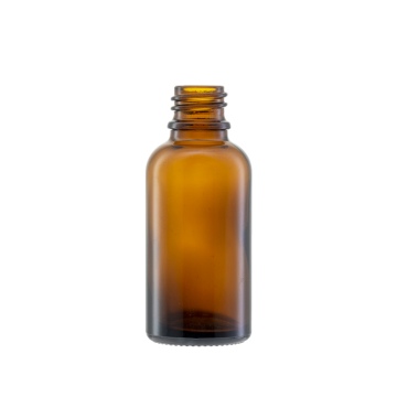 30 ML/1 OZ Amber Boston Round Glass Bottles With 18/410 Neck