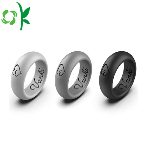 Пользовательское кольцо логотипа Siliocne Soft Engraved Heart Ring