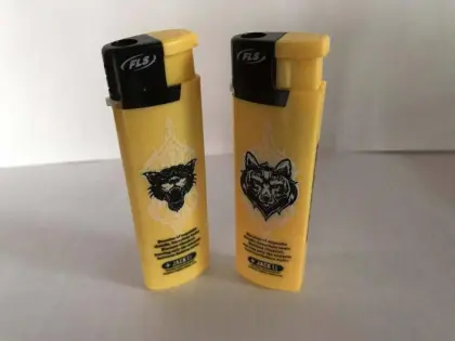 Custom yellow windproof electronic lighter