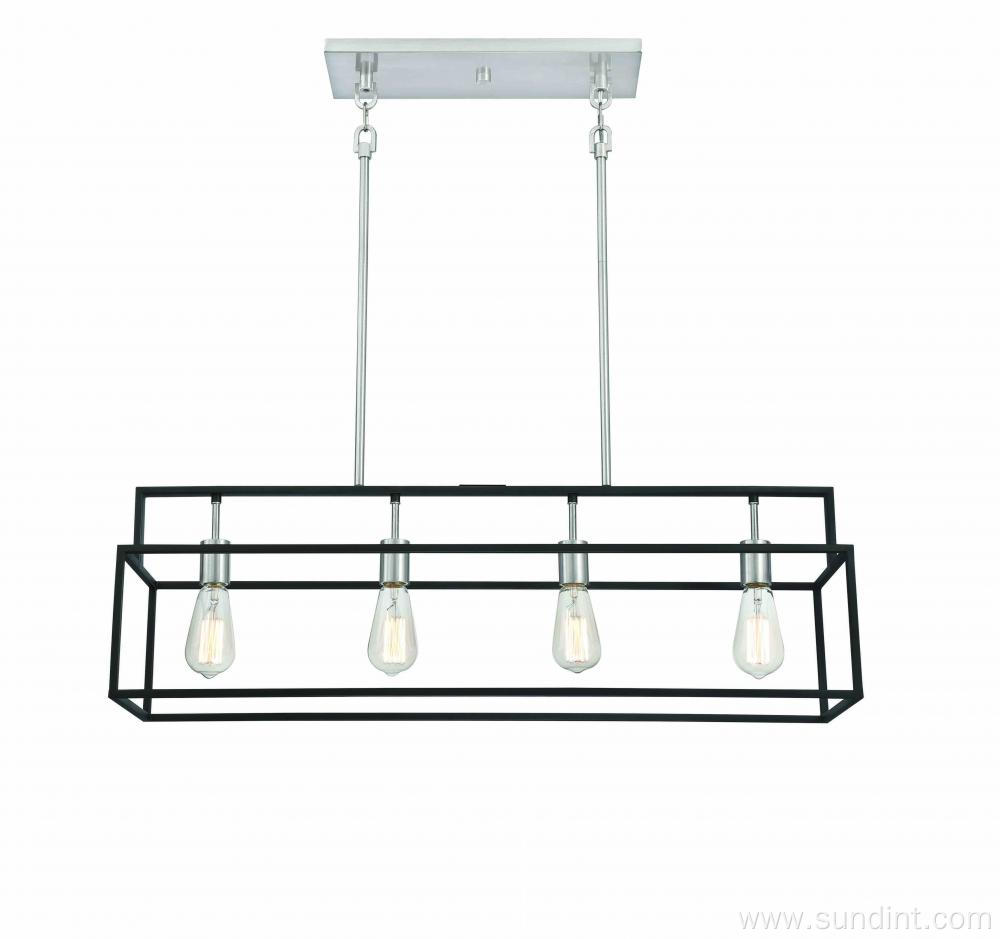 4 Light Island Light Steel Linear Lantern Light