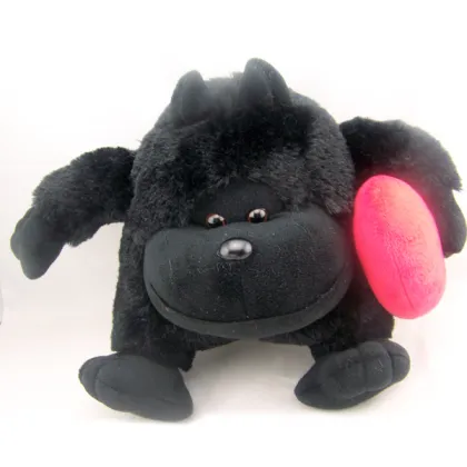 20cm Sitting Holding Red Heart Black Plush Gorilla Toy, Plush Gorilla, Stuffed Gorilla