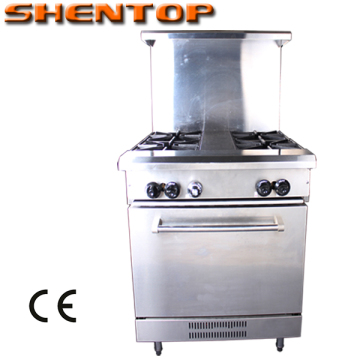 Shentop Commercial kitchen equipment Stainless Steel 4 burner gas cooker with oven STPP-JLX4 free standing gas cooker
