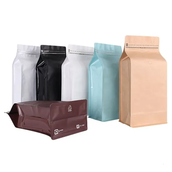 Wholesale square bottom 250g 500g 1kg coffee pouches