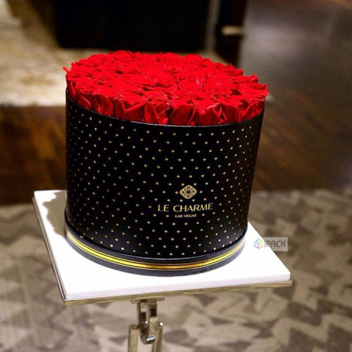 Luxury Black Cardboard Round Flower Box