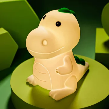 USB Rechargeable Silicone Dinosaur Lamp: LED Night Light for Kids with Touch Control and Color-Changing Warm Light