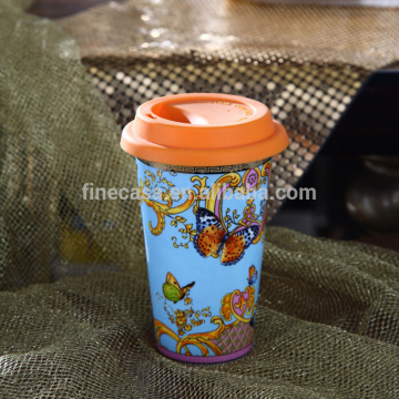 12OZ Luxury New Bone China ceramic mug silicone lid