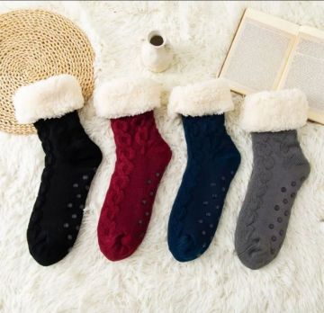 Mens Knitted Sherpa Lounge Slipper Socks