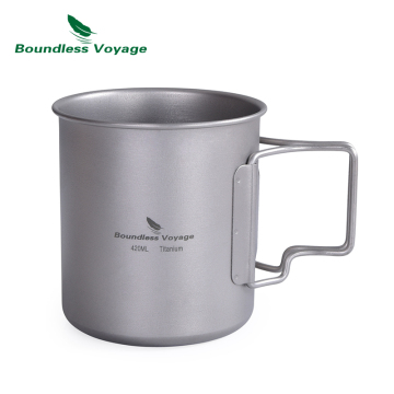 Boundless Voyage Lightweight Outdoor Non-stick Titanium Coffee Mug with Folding Handle