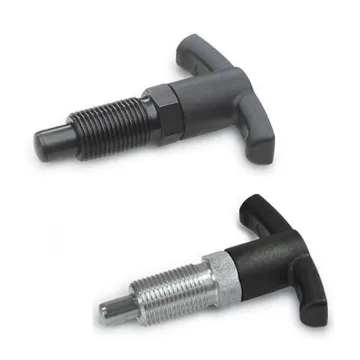 Precision black oxide alloy steel indexing plunger with T handle