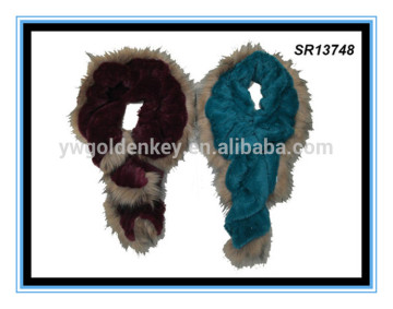 2016 fashion brown or blue winter warm faux fur collar infinity scarf