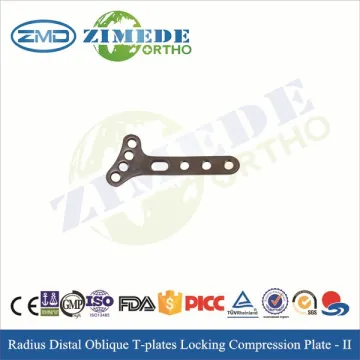 Oblique T-shaped locking plate for distal radius orthopedic plates and screws