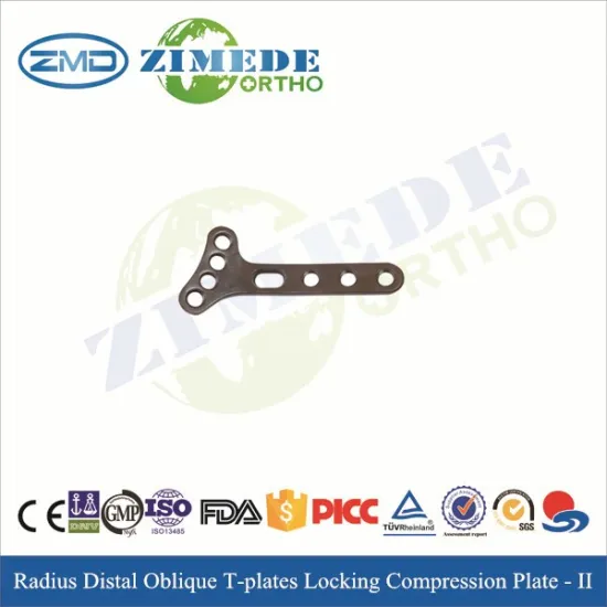 Oblique distal radius T-shaped locking plate titanium trauma plates