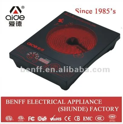 Black plastic body electric ceramic cooktops portable travel electric halogen cooker