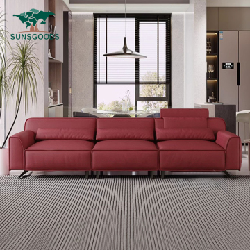Modern Genuine Leather Power Recliner Sofa